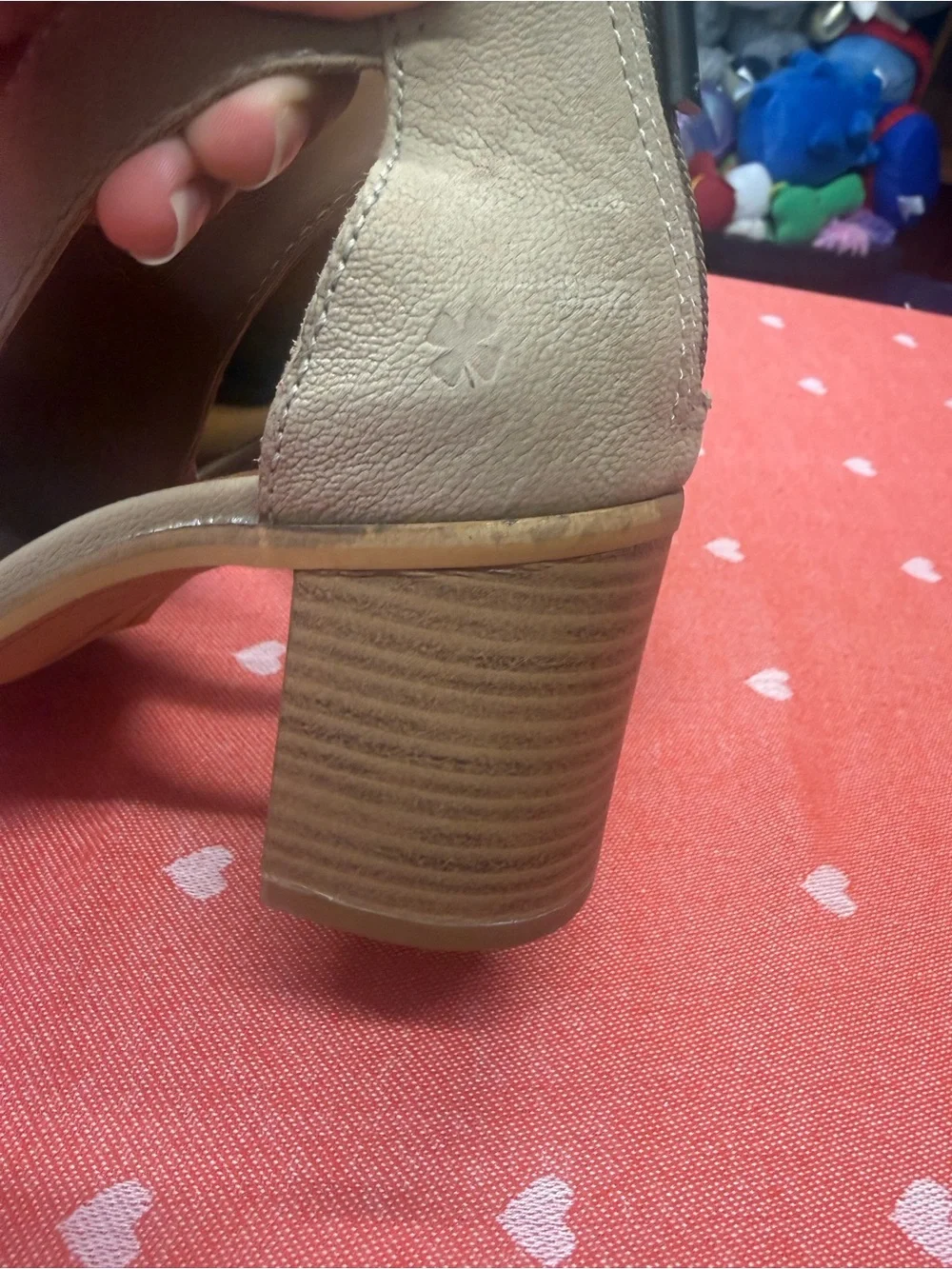 Lucky Brand Taupe Open-Toe Cutout Block Heel Sandals